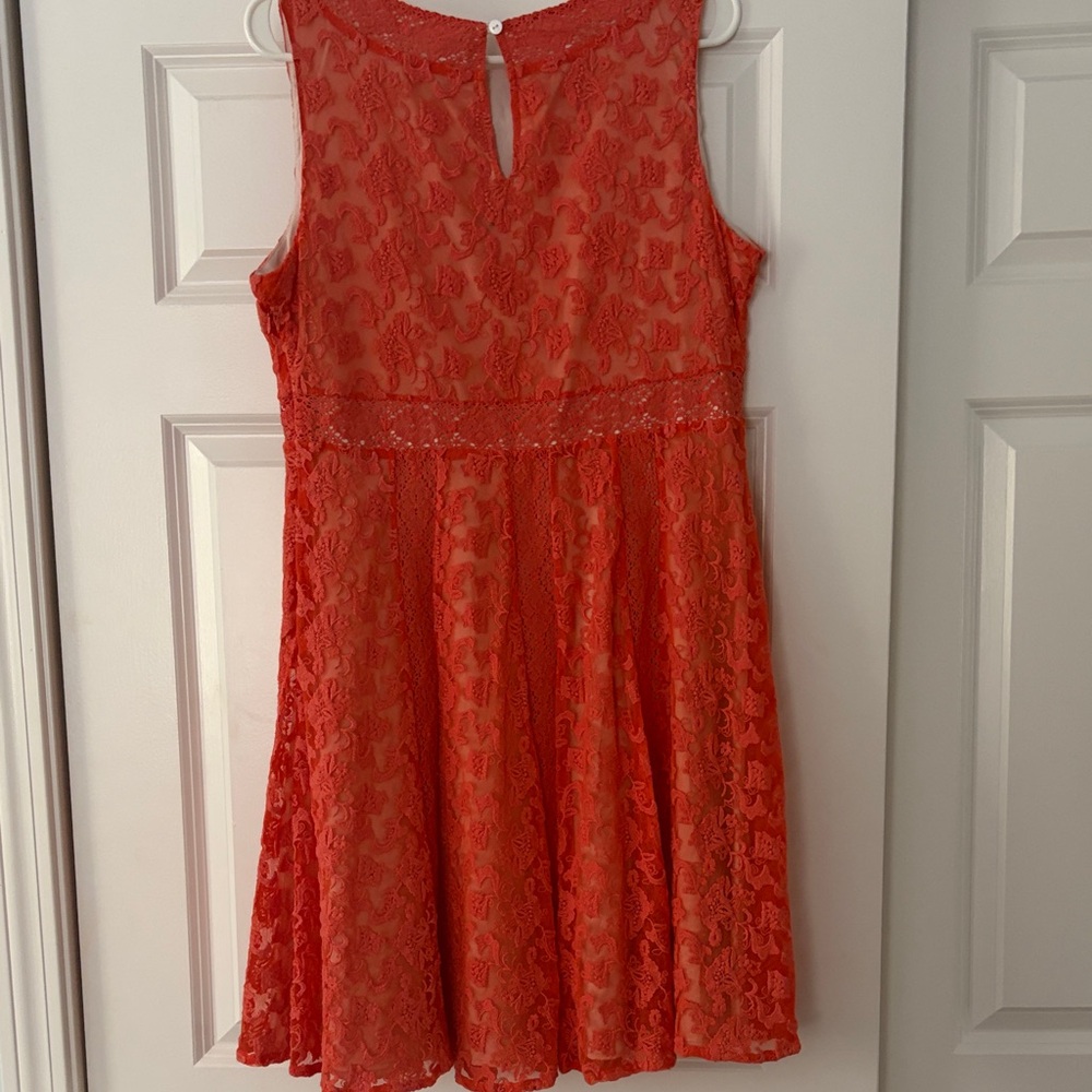 Sundance Coral Lace Mini Dress - Picture 2 of 3